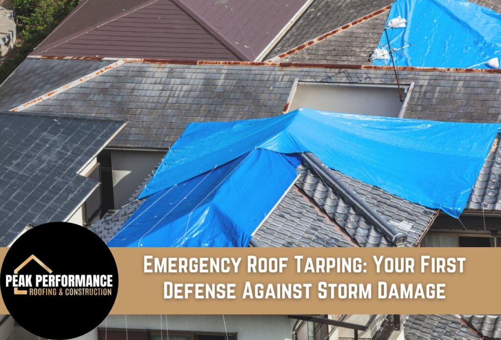 a roof with tarp covering