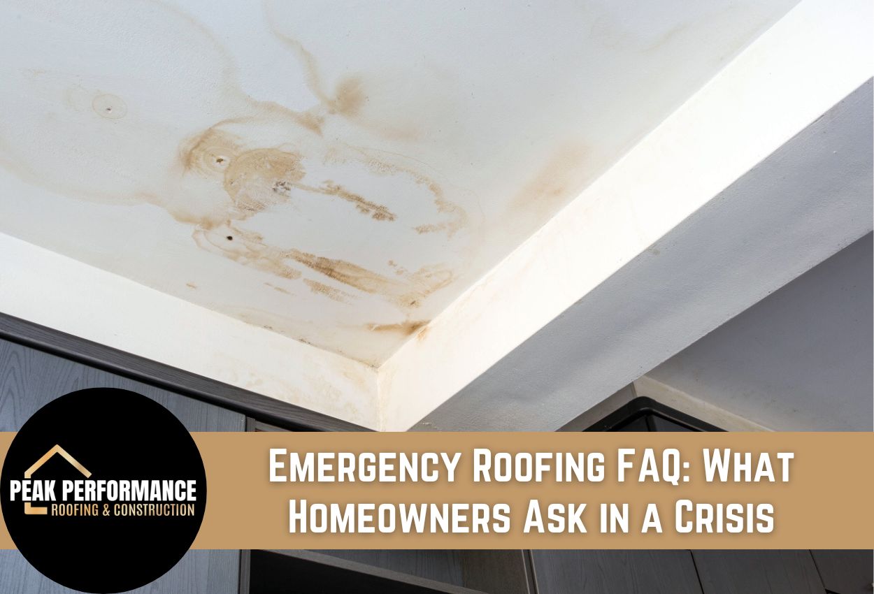 Ceiling with water damage showing stains due to a leaking roof.