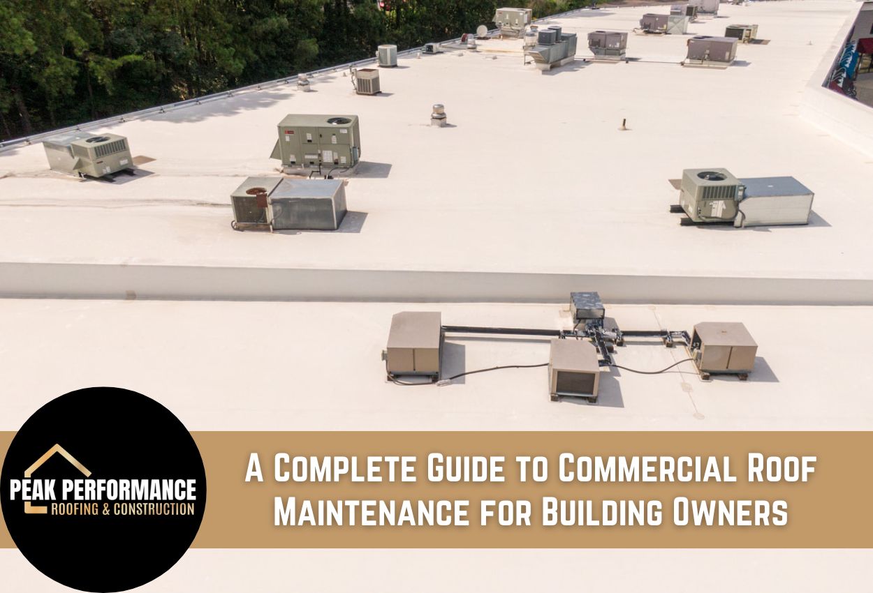 Rooftop view with HVAC units on a commercial building.