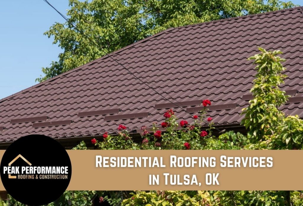 Modern residential roofing with flowers in Tulsa, OK.
